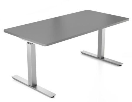 Silver upCentric 2-Leg Height Adjustable Table Frame with Charcoal Rectangular Tabletop