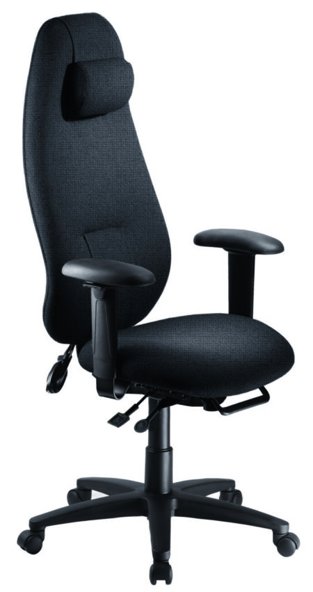 geoCentric Extra High Back office chair from ergoCentric. Blue. Equipped with Knee Tilt Mechanism, 4