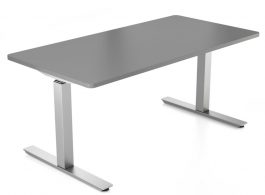 Silver upCentric 2-Leg Height Adjustable Table Frame with Charcoal Rectangular Tabletop