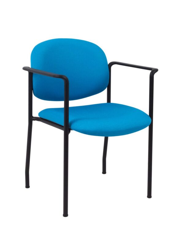geoCentric Stacker with Arms from ergoCentric. Equipped with Black Frame and Blue Seat/Back